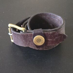 Vtg Distressed Leather Winchester Belt Shotgun 12 Gauge Solid Brass Buckle 48"